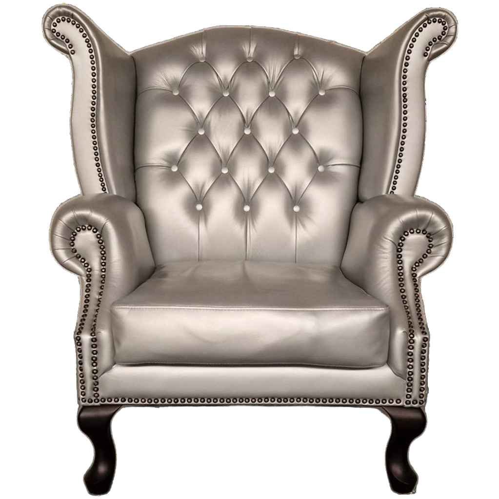 King Classic Chesterfield Fauteuil – Zilver, Leer image 1