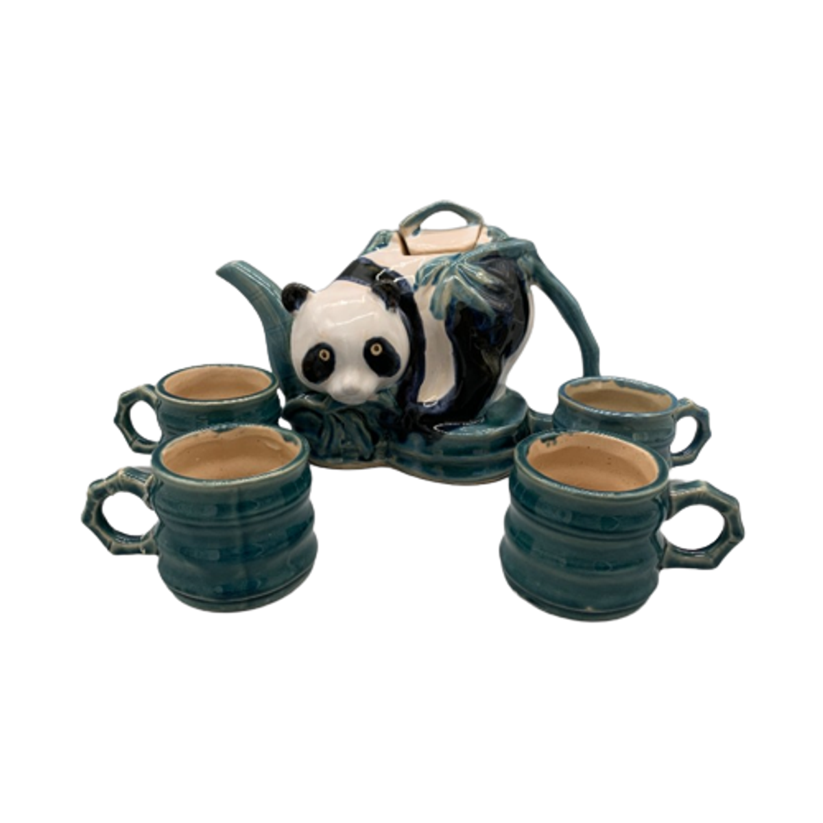 Vintage Chinees Aardewerk Theeservies Panda 5 Delig image 1