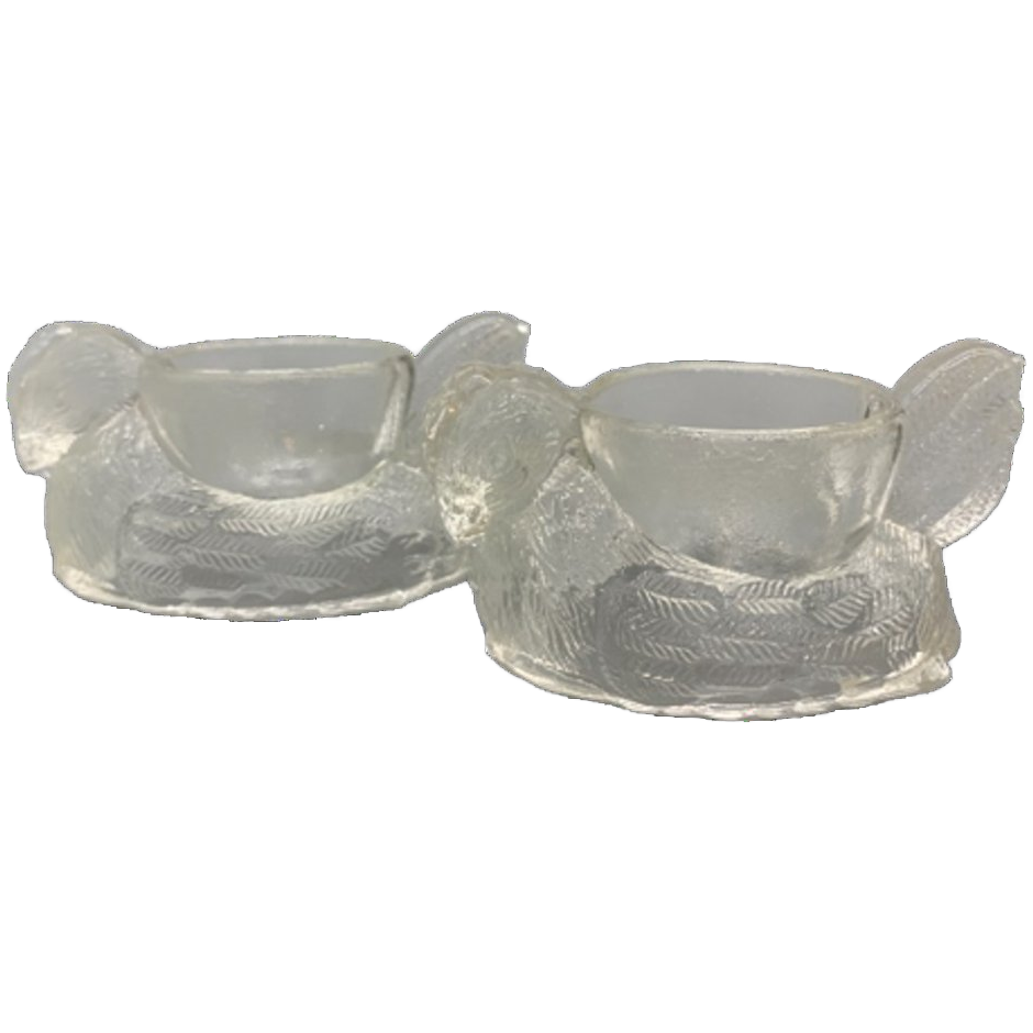 Set Vintage Persglas Eierdopjes Kip 2 Stuks image 1