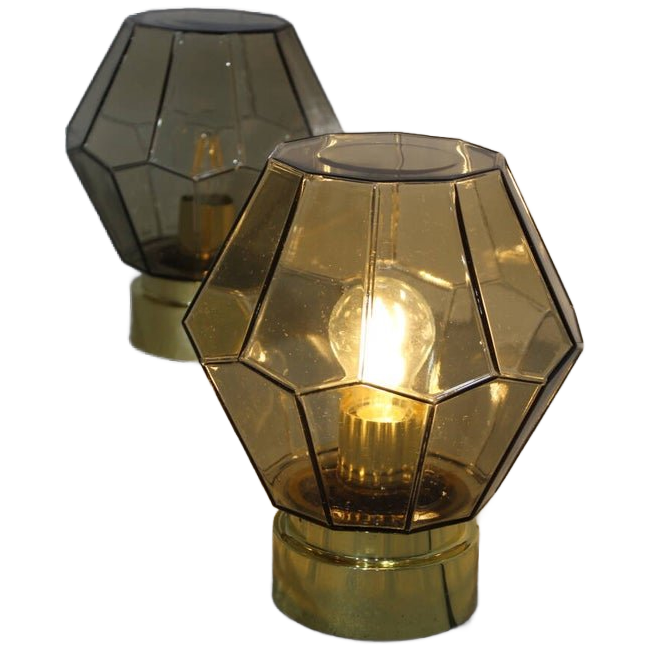 Vintage Plafondlamp, Wandlamp Glashütte Limburg - Rookglas image 1