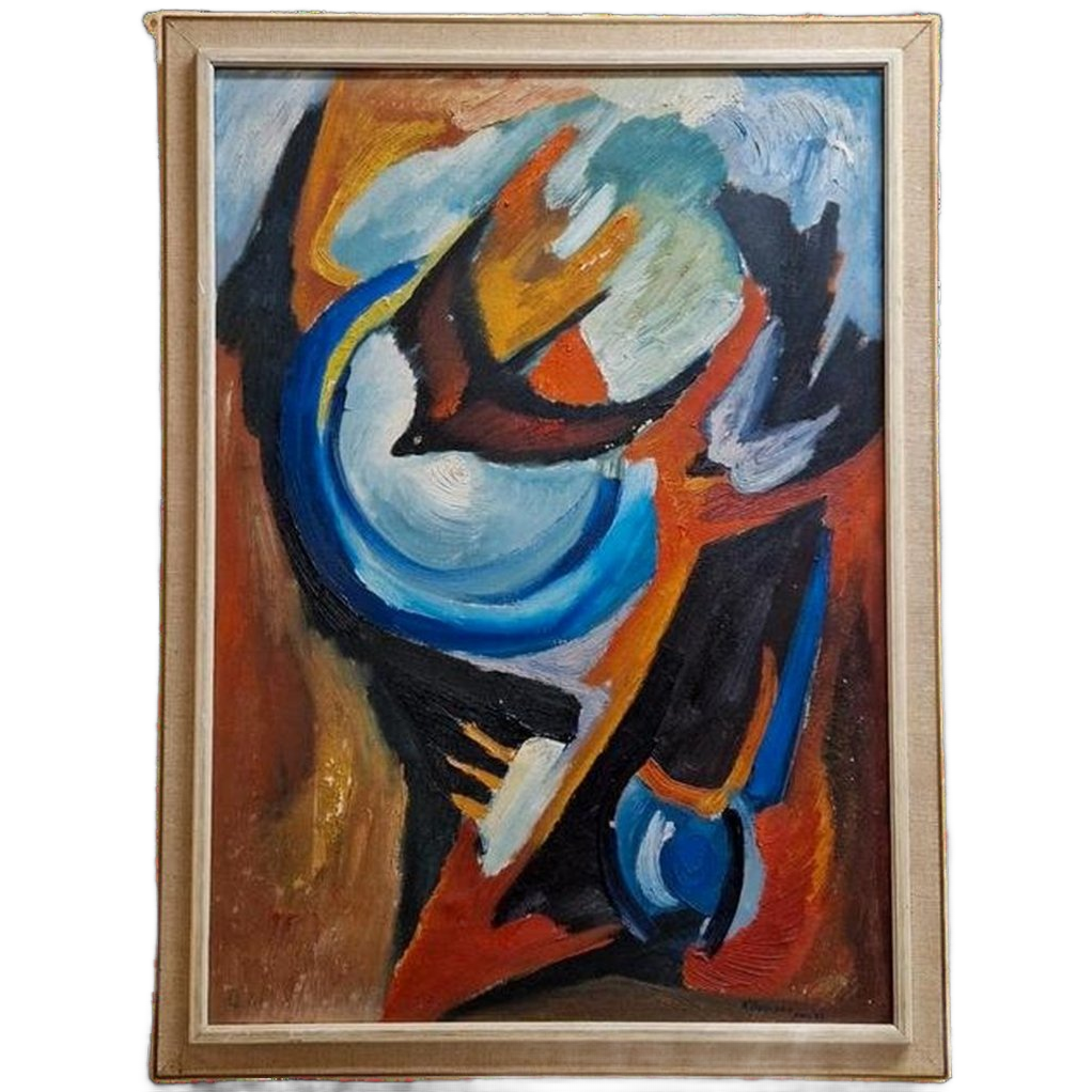 Mid Century Schilderij Geleefd Kunst Op Doek image 1