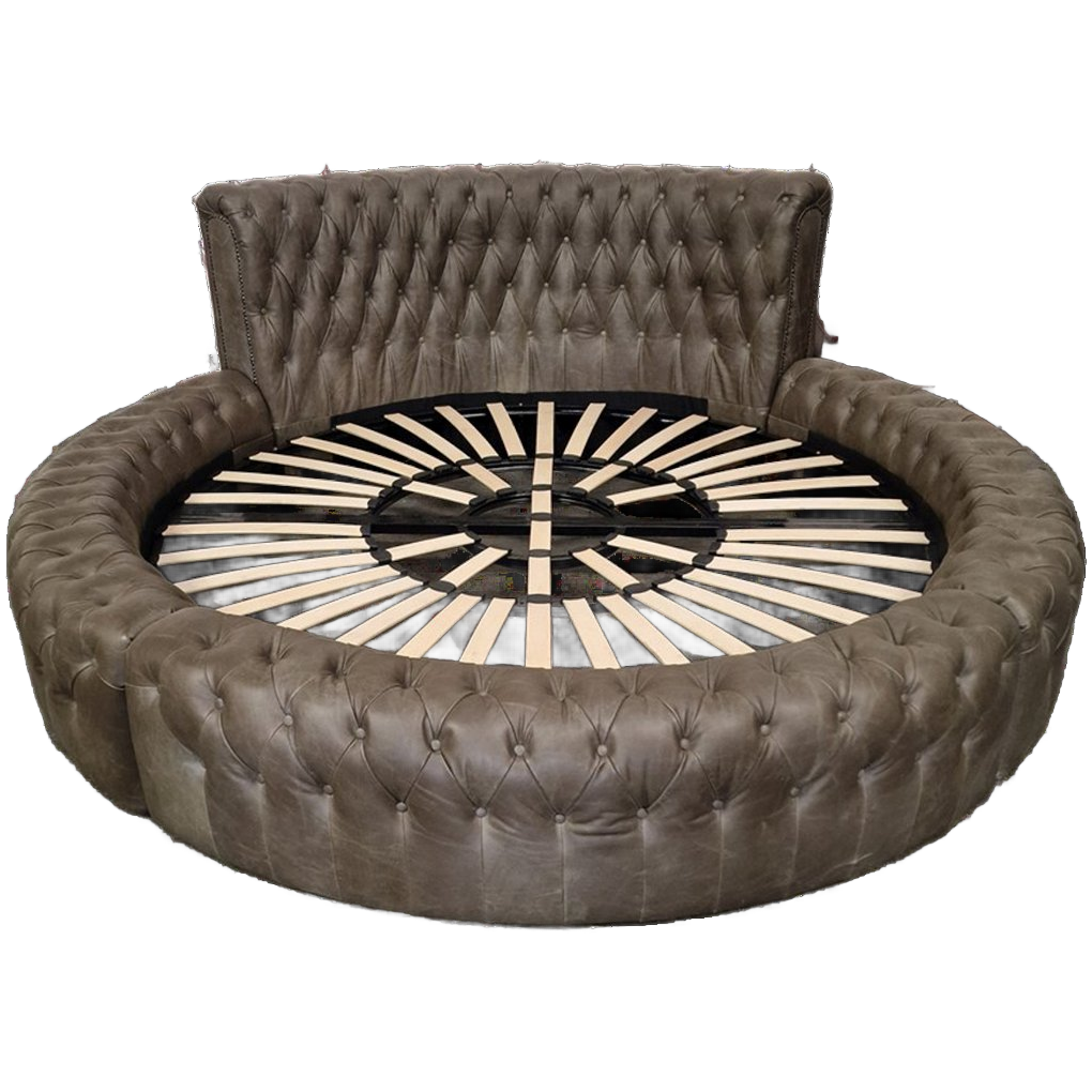 Chesterfield Bed Rond – Vintage Bruin image 1