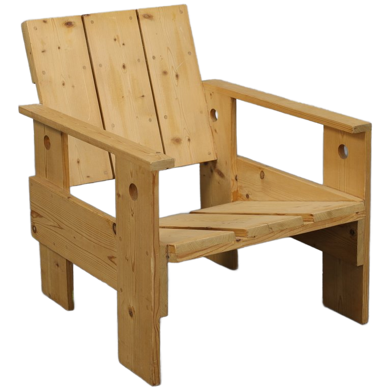 Crate Lounge Chair, In The Style Of Gerrit Rietveld, 1980s. image 1