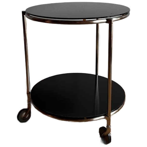 Rvs En Zwart Glas Trolley IKEA 80’s Vintage image 1