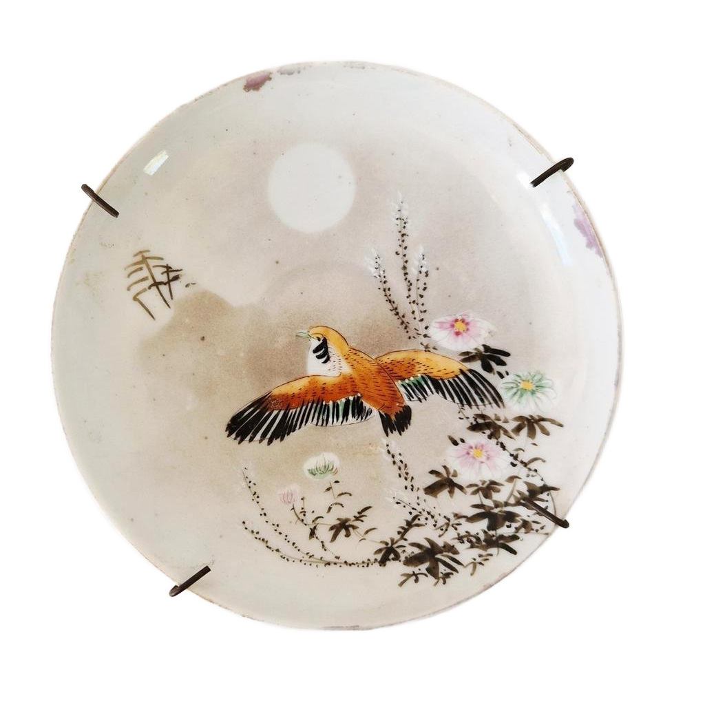 Antiek Wandbordje Schotel Met Vogel image 1