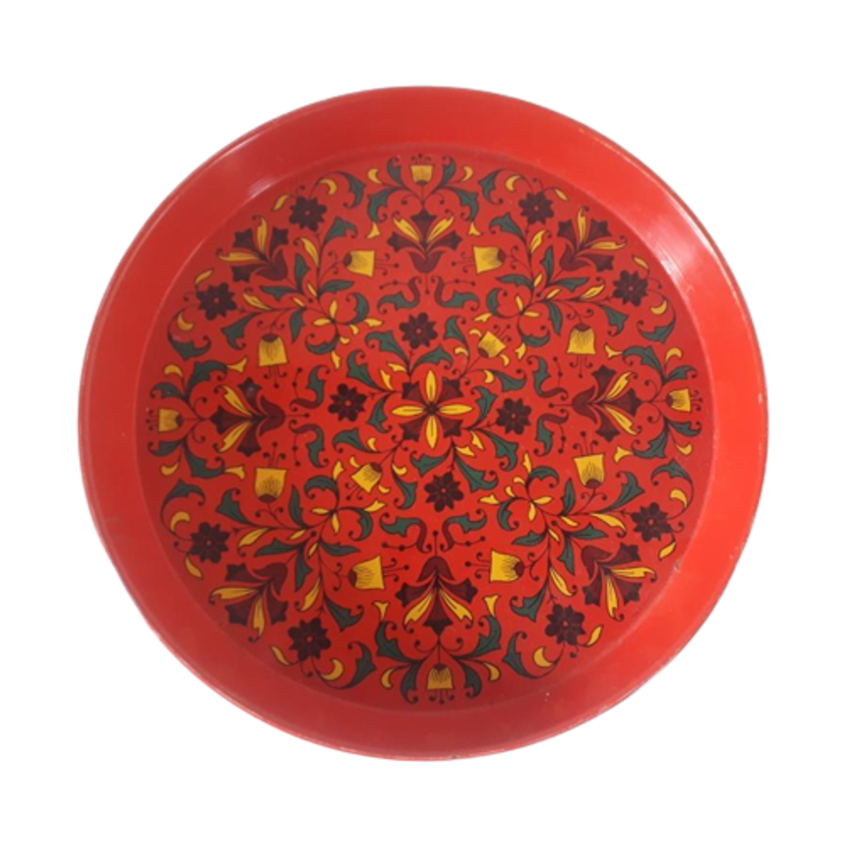 * Vintage Dienblad Rood Oranje Blikken Dienblad image 1