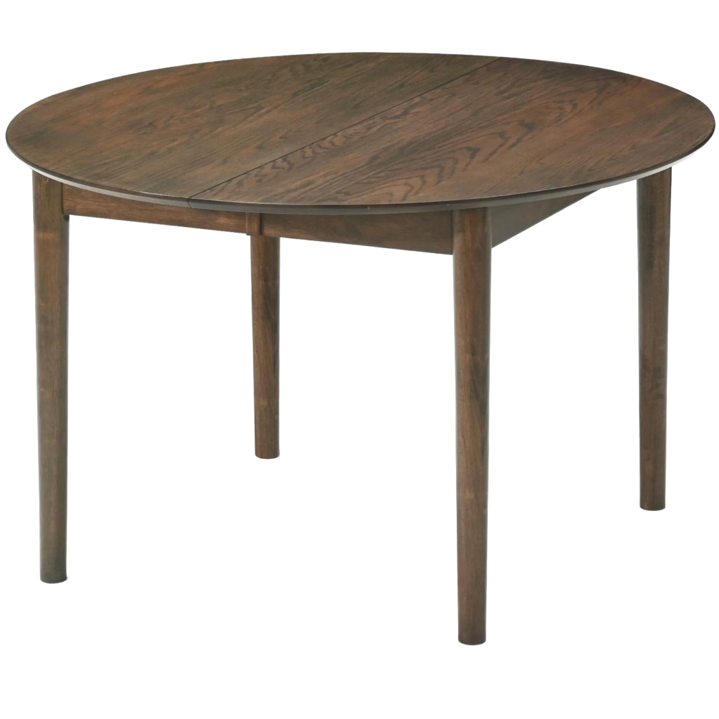 Maggie Round Dining Table In Smoked Oak Veneer With 120/160/200 Cm Extension - Includes 2 Extra Leaves. image 1