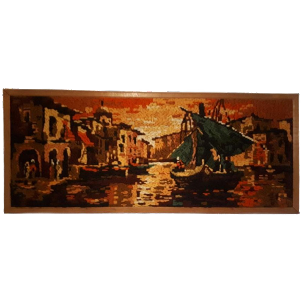 * Jaren 60 Wollen Vintage Schilderij Kunst Werkje Vintage image 1