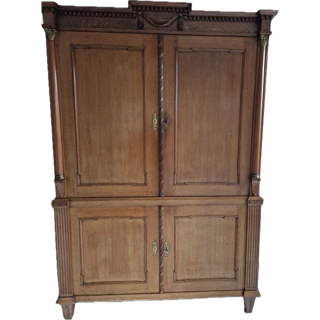 Prachtig Antiek Eiken Kabinet, 4 Deurs Kast, 221 Cm Hoog En 150 Breed image 1