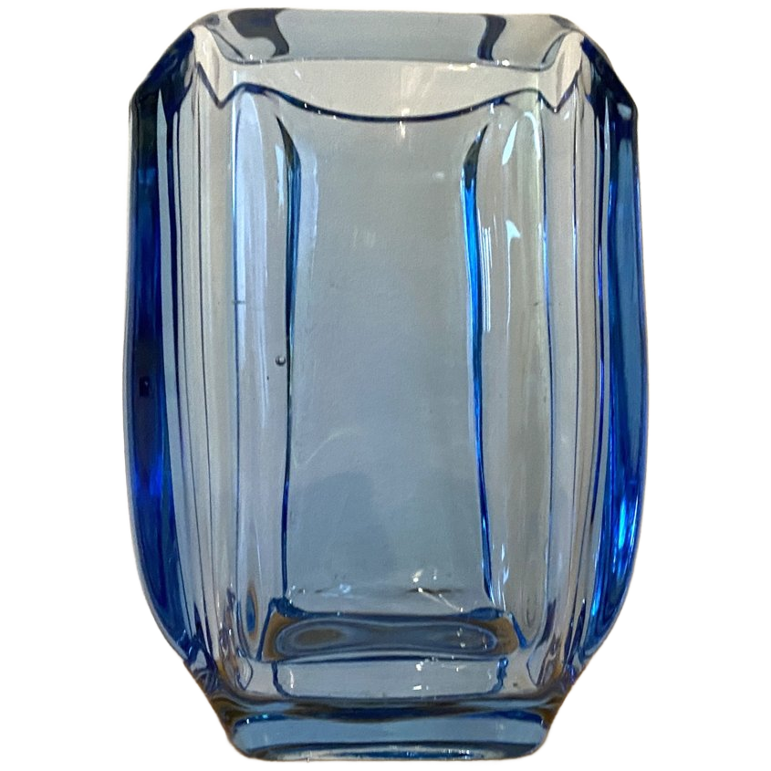 Uranium Glass Vase Blue 1970s image 1