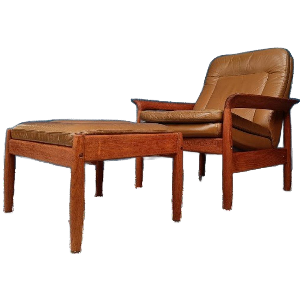 Vintage Fauteuil Met Voetenbank, Deens Design image 1