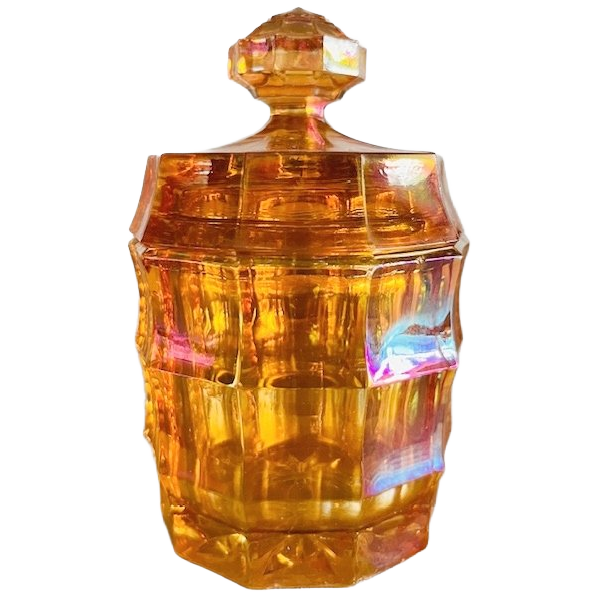 Artdeco Carnival Kristallen Sieradendoos Iriserend Oranje 1930’s image 1