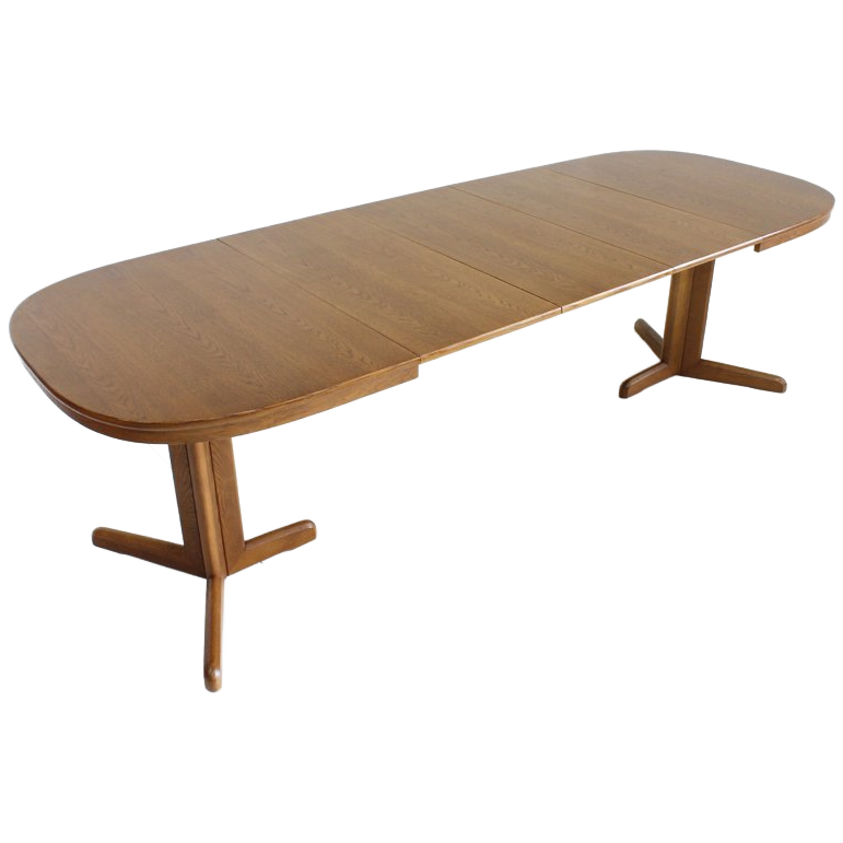 Vintage Deense Grote Ovalen Uitschuifbare Eettafel Xxl image 1