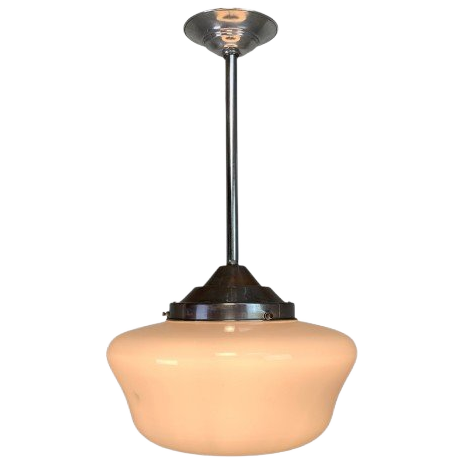 Art Deco Hanglamp Met Witte Kap, Jaren 30 image 1