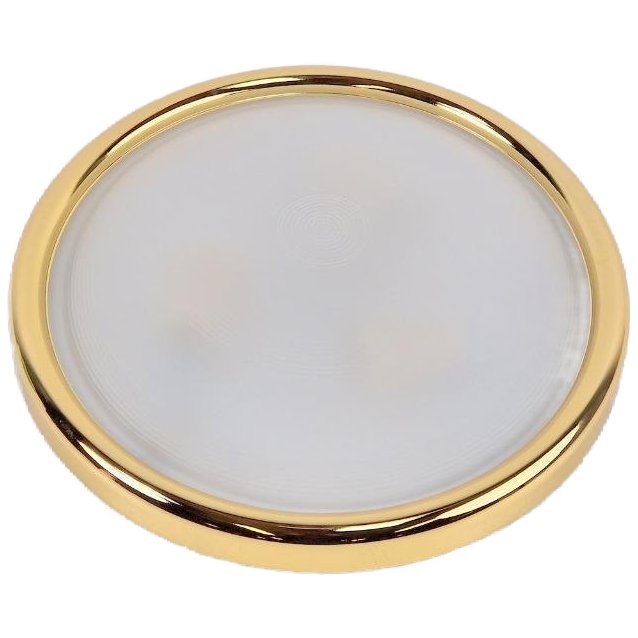 Vintage Messing Plafondlamp Wit Glas Brass Allum Regency ‘70 image 1