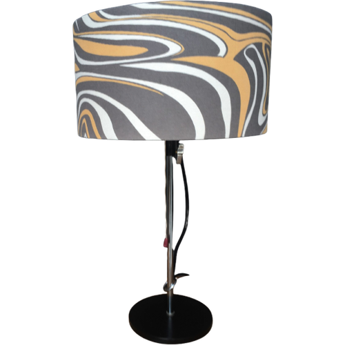 Table Lamp With Grey And Pink Shade, Shade Adjustable In Height image 1