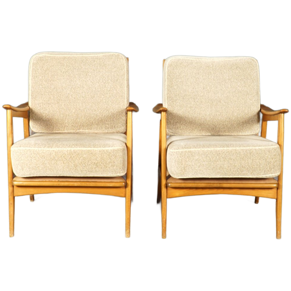 Set Deense Lougefauteuils – Notenhout – Jaren 60 image 1