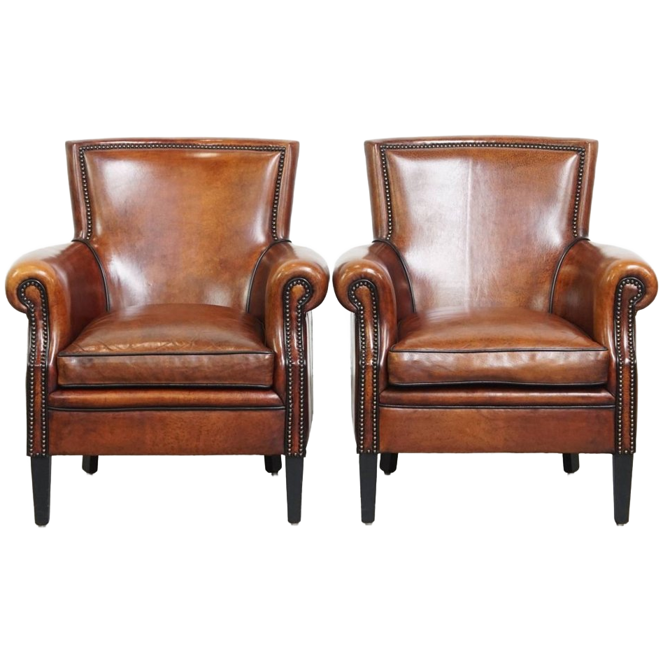 Set Van 2 Zeer Mooie Sierlijke Schapenleren Armchairs Met Een Luxe Afwerking image 1