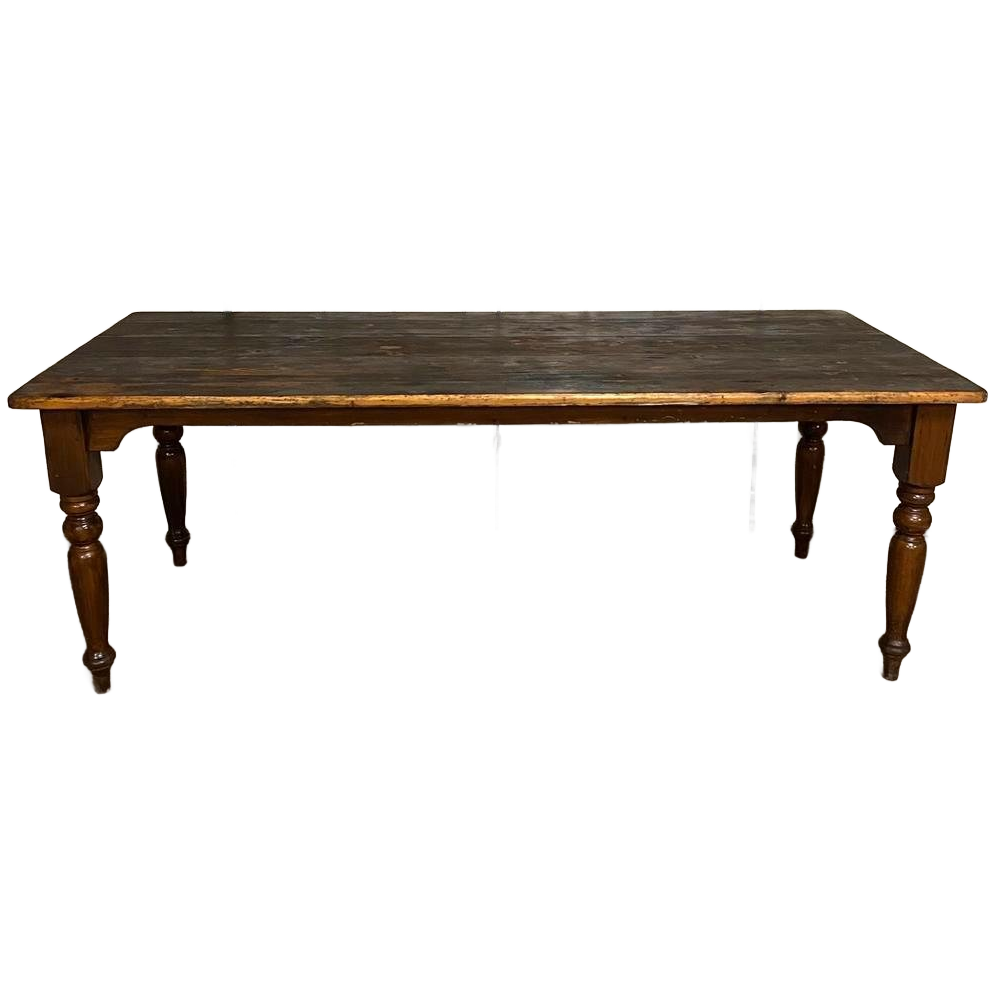 Franse Boeren Eettafel. L 210cm. Oud Grenen. 6-8 Persoons. image 1