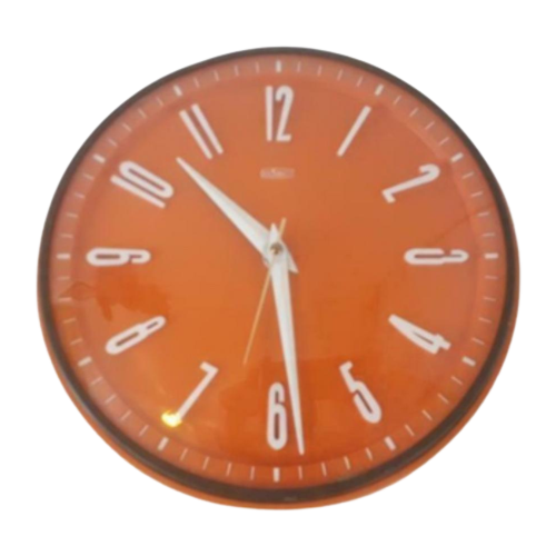 Bekijk Vintage Klok Metamec Electrische Klok Oranje Retro Wandklok op ...
