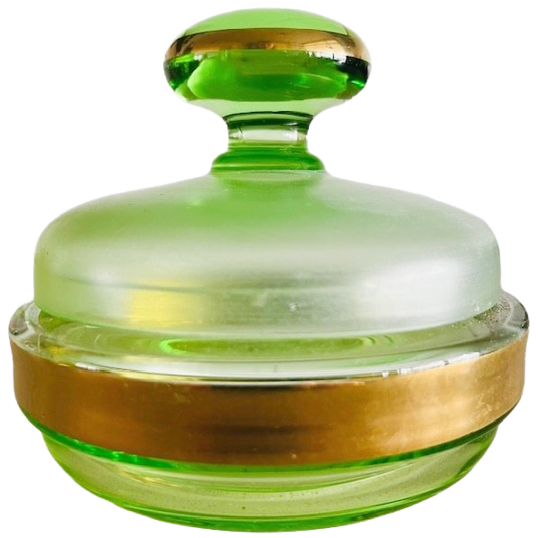 Art Deco Stijl Poederdoos Mat Groen Glas Jaren 50 image 1