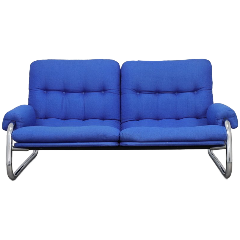 Chrome Tubular Frame Two-seater Sofa, 1970s image 1