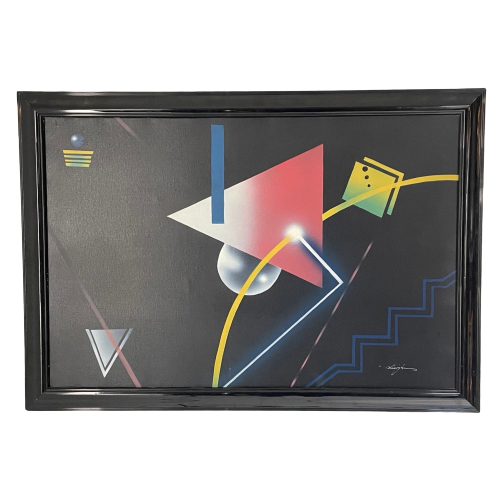 Memphis Style / Postmodern - Airbrush On Canvas - Abstract - Signed By Artist - 1980’S/1990’S image 1