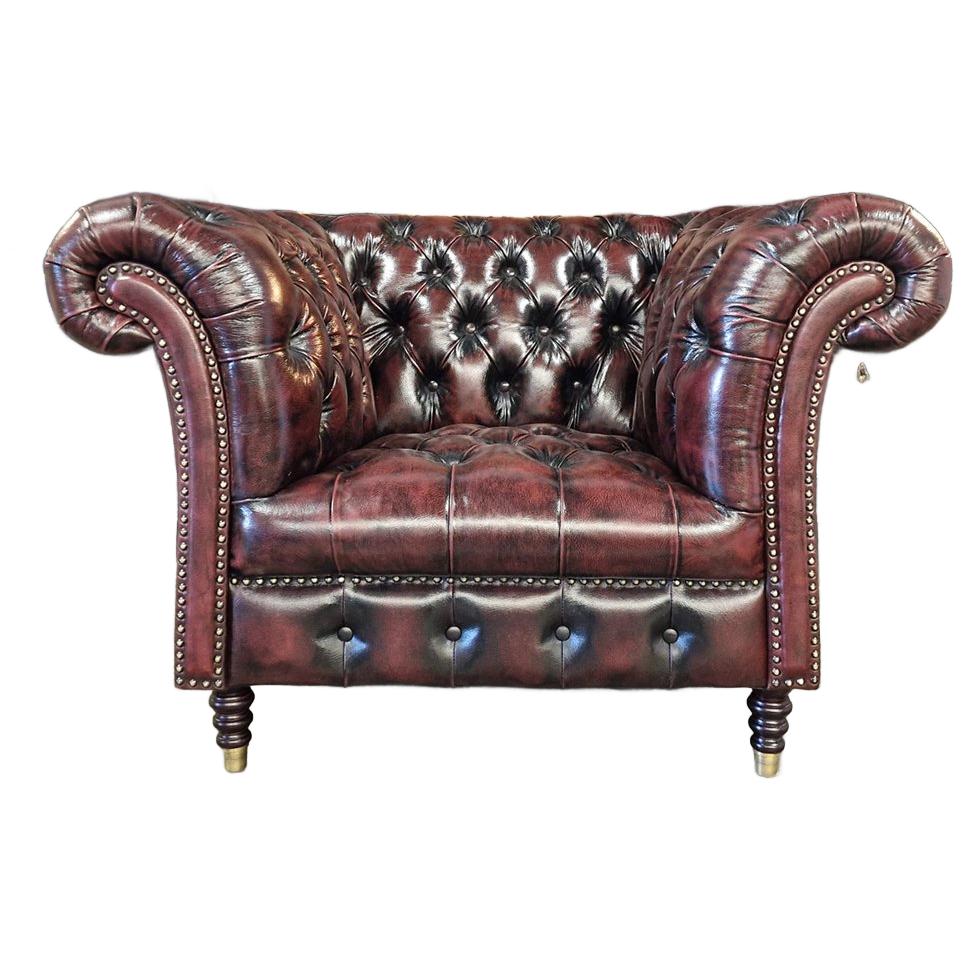 Chesterfield Medburn Fauteuil - Antiek Rood Met Knopenzit image 1