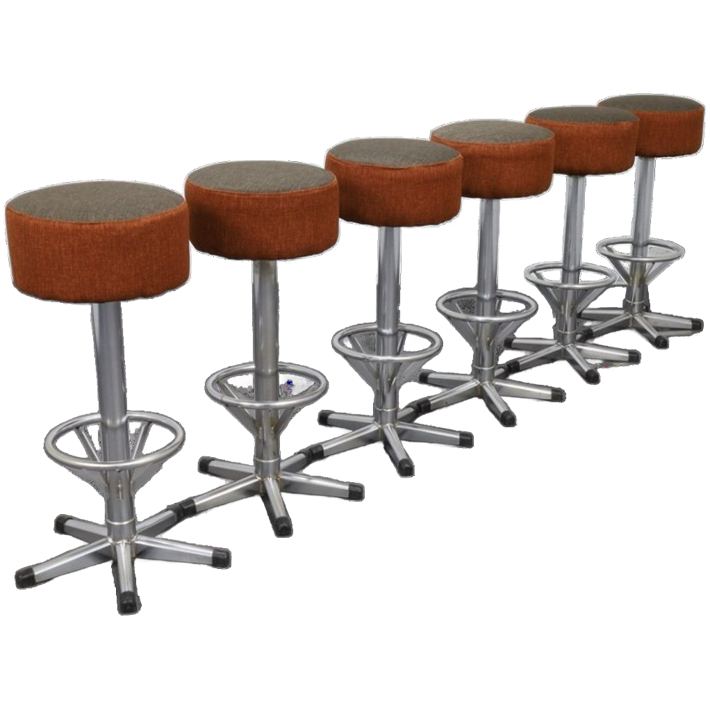 6x Bar Stool In Chrome, 1970s image 1