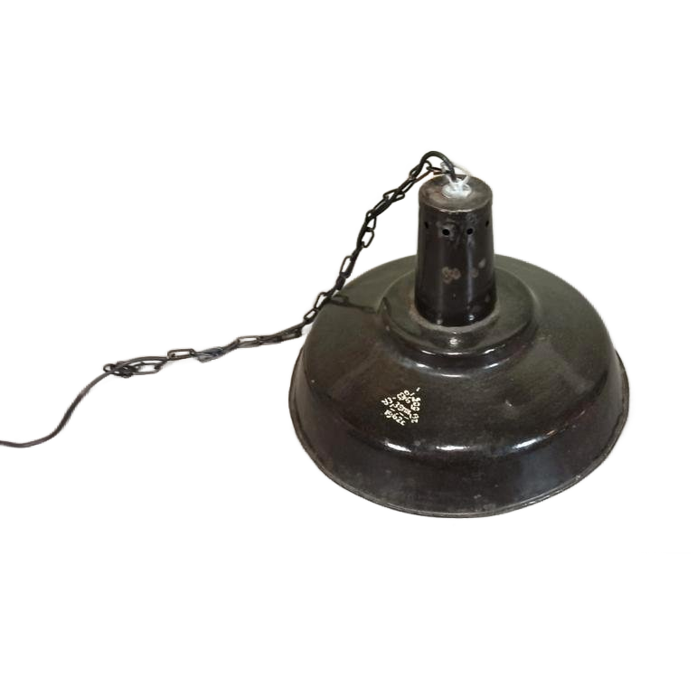 Vintage Industriële Emaille Hanglamp, Zwart image 1