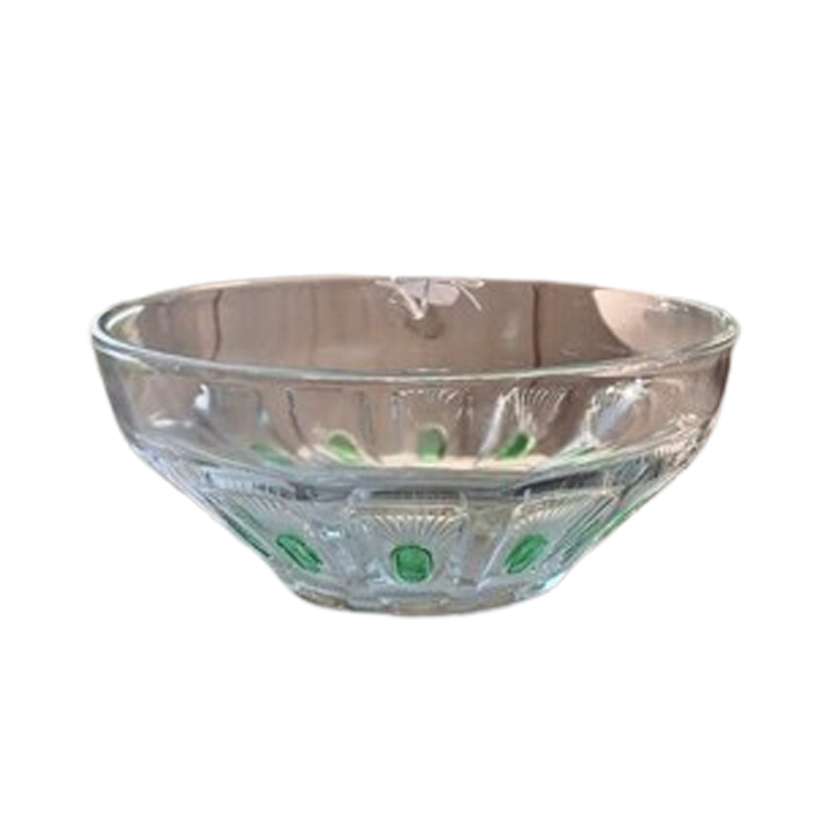 Vintage Glazen Schaal Met Groene Accenten, Bowl, Schaaltje image 1