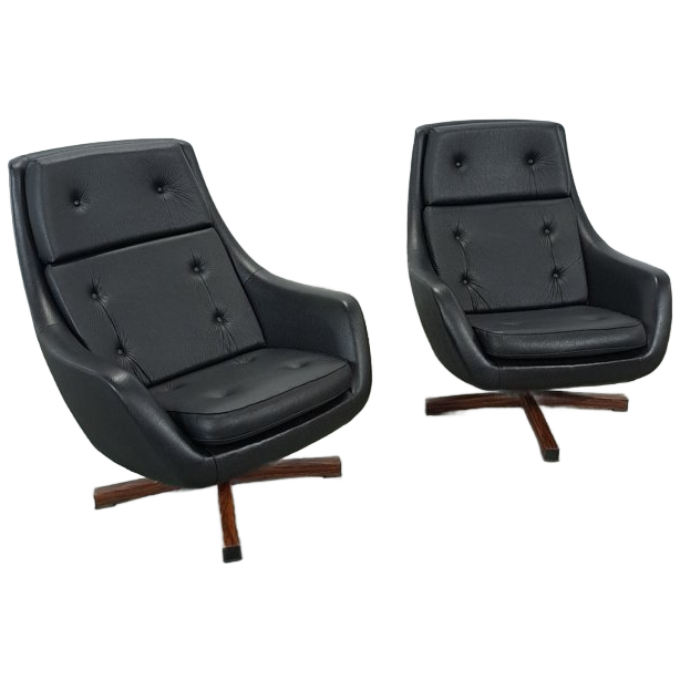 Zwarte Skai Kunstleder Draaifauteuil Uit Zweden image 1