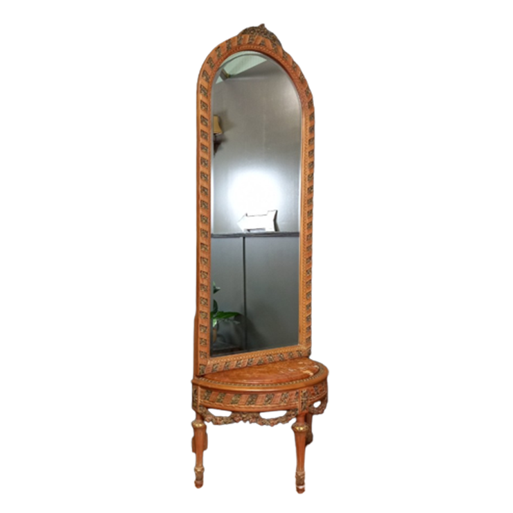 Console Tafel Met Marmeren Blad En Hoge Halspiegel image 1