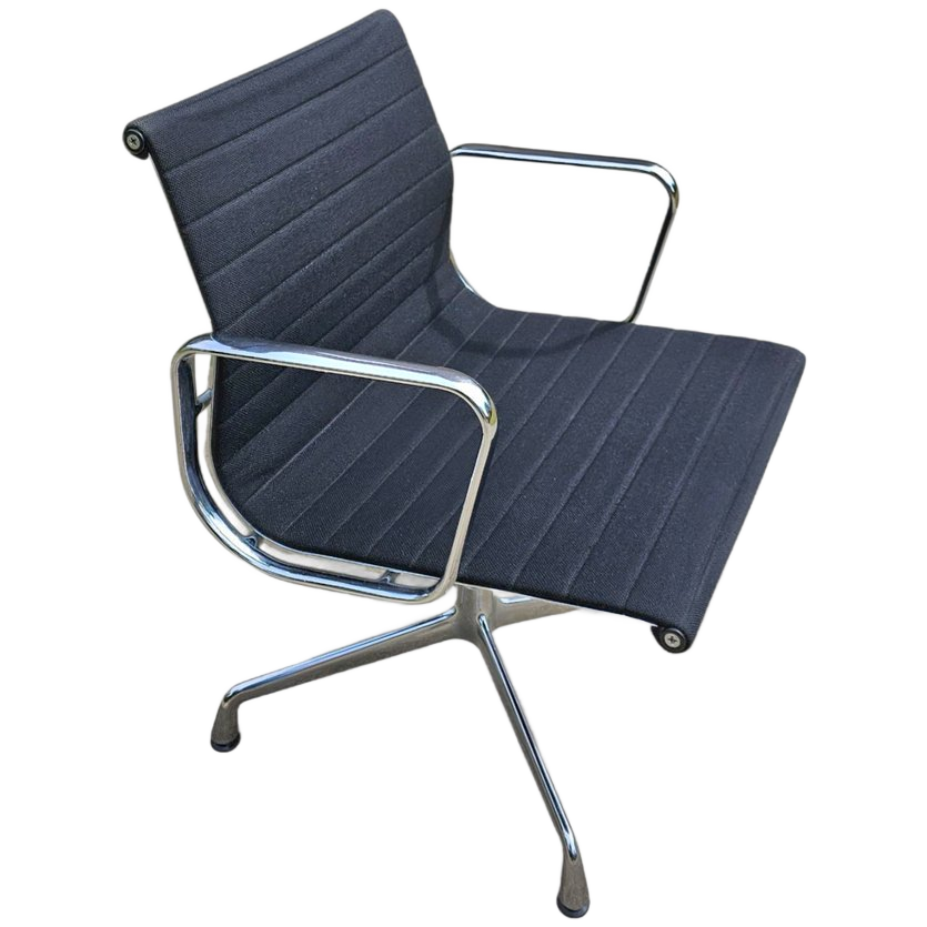 Ea 107 / 108 Alu- S / Eames / Vitra Office Chair / Black Hupsak Fabric / Chrome Frame image 1