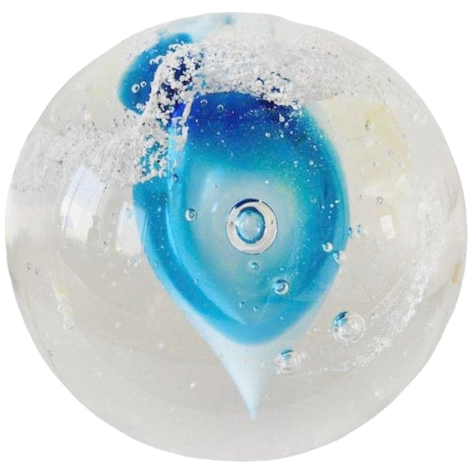 Vintage Bolvormige Presse-papier Kristal Transparant Blauw Wit image 1