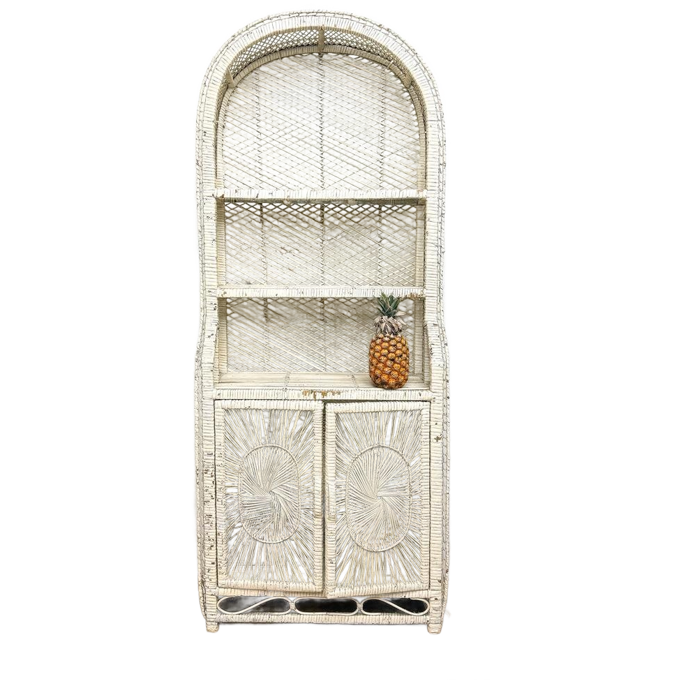 Vintage Wit Rotan Rieten Bohemian Kast Boogkast Bali image 1