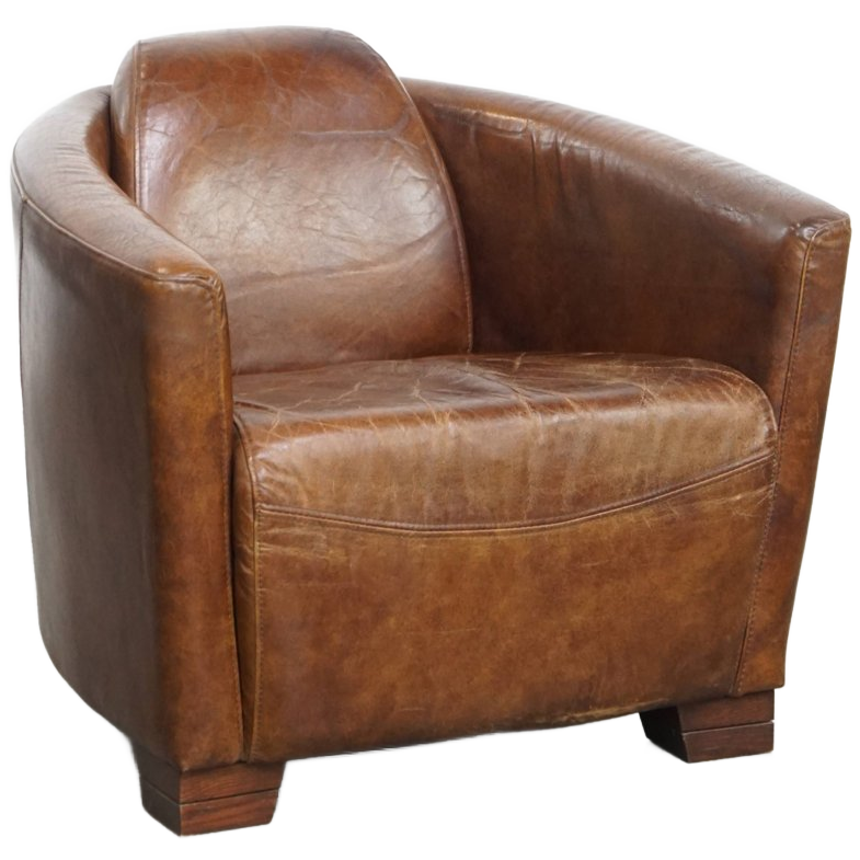 Comfortabele En Unieke Bruine Aviator Design Fauteuil Gemaakt Van Rundleer image 1