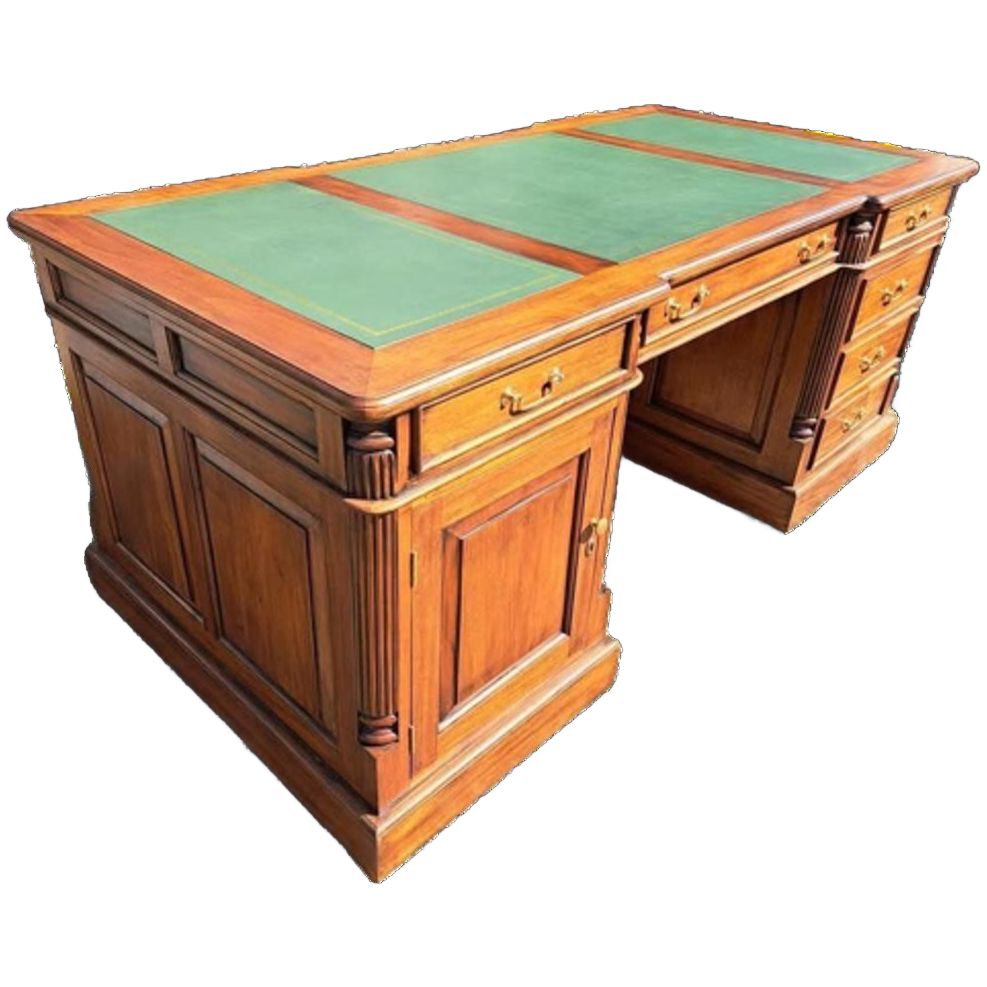 Klassieke Engelse Schrijftafel, Bureau, Partnerdesk, Met Led image 1