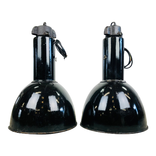 Zwarte Geëmailleerde Fabriekslamp By Elektrovit image 1