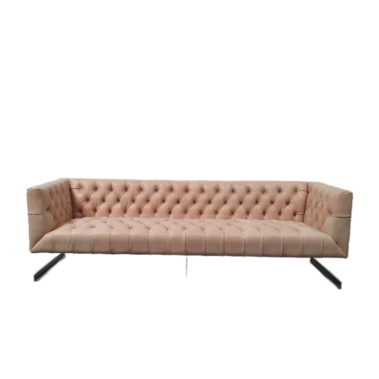 Chesterfield Vintage Design Bank Camel Beige Leer Kubus Model image 1