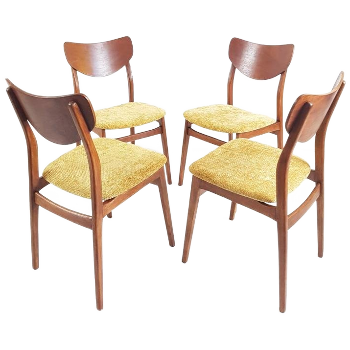 4 Deense Stoelen Teak Fineer Okergeel | Dining Chairs Danish image 1