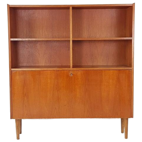 Vintage Deense Klep Kast | Wandkast | Teak Fineer image 1