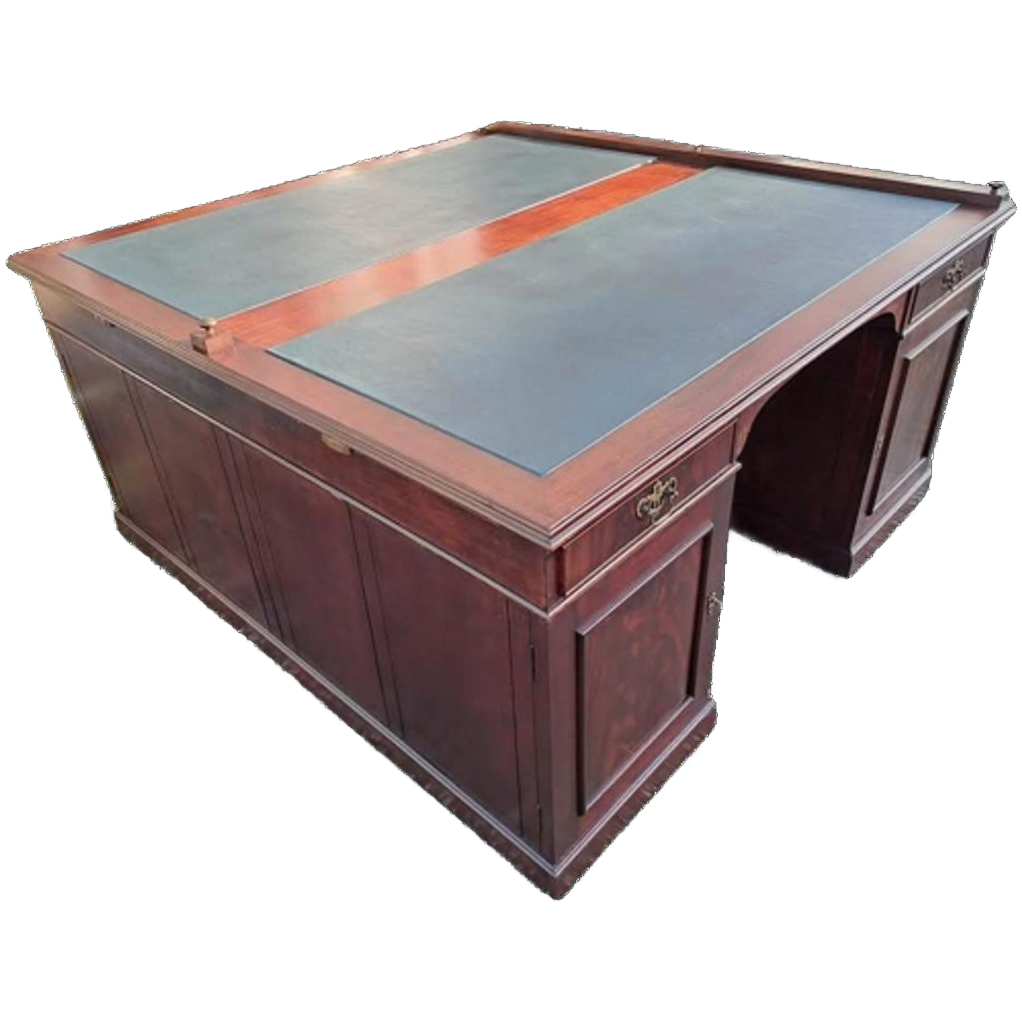 Groot Antiek Partnerdesk, Bureau, Schrijftafel Met Ingelegd image 1