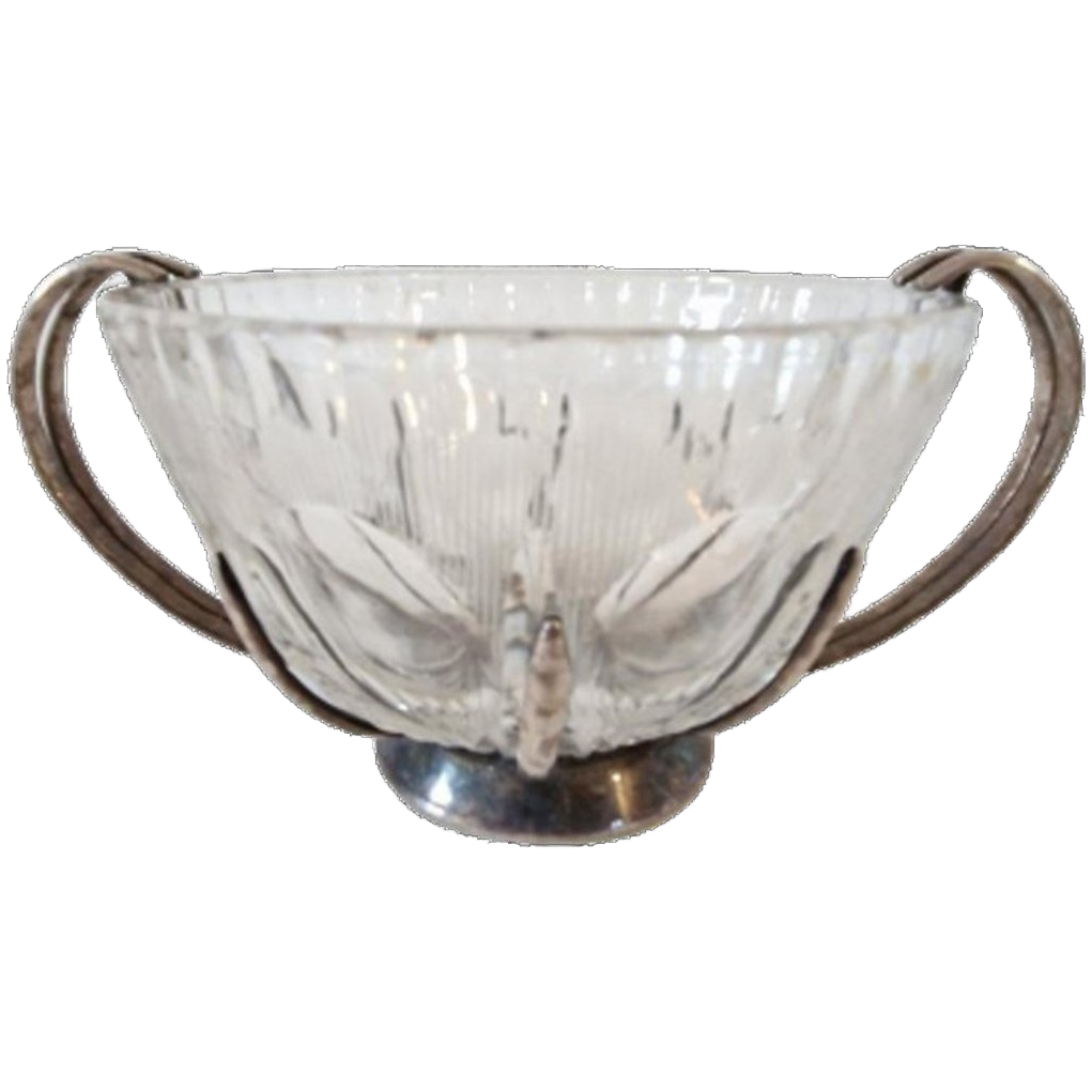 Antieke Kristal Met Zilver Suikerpot Schaal image 1