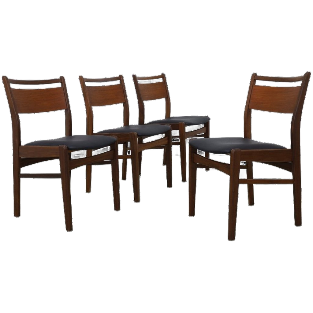 4x Vintage Eetkamerstoel Teak, 1960s Nieuw Bekleed image 1