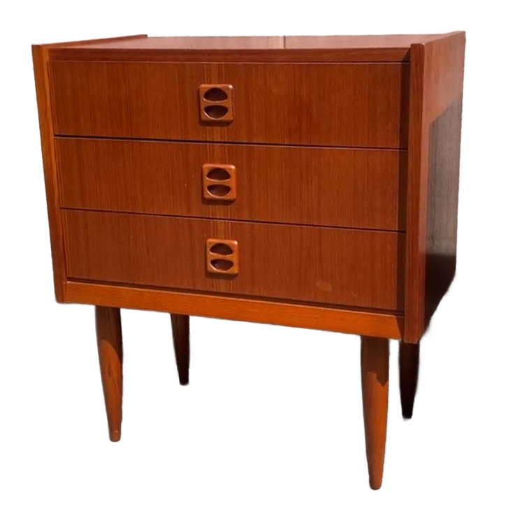 Vintage Deense Ladekast, 3 Lades, 1960's, 2 Stuks Op Voorraad image 1