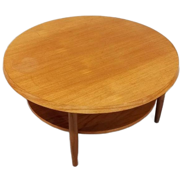 Vintage Mid Century Houten Salontafel, Rond image 1