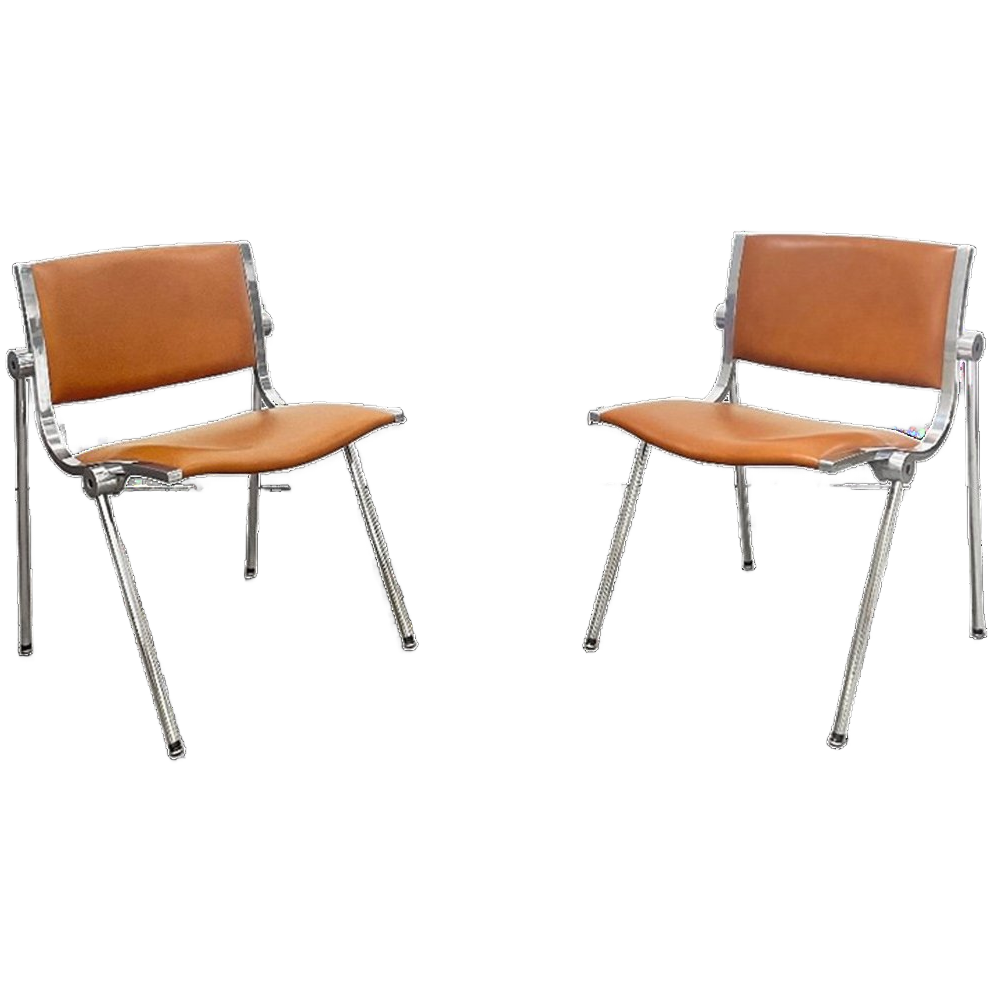 Vintage Italiaanse Vaghi 601 Linea Uno Arch Stoel Opnieuw Bekleed Met Leer. image 1