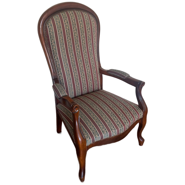 Antieke Houten Fauteuil Met Gestreept Patroon. image 1
