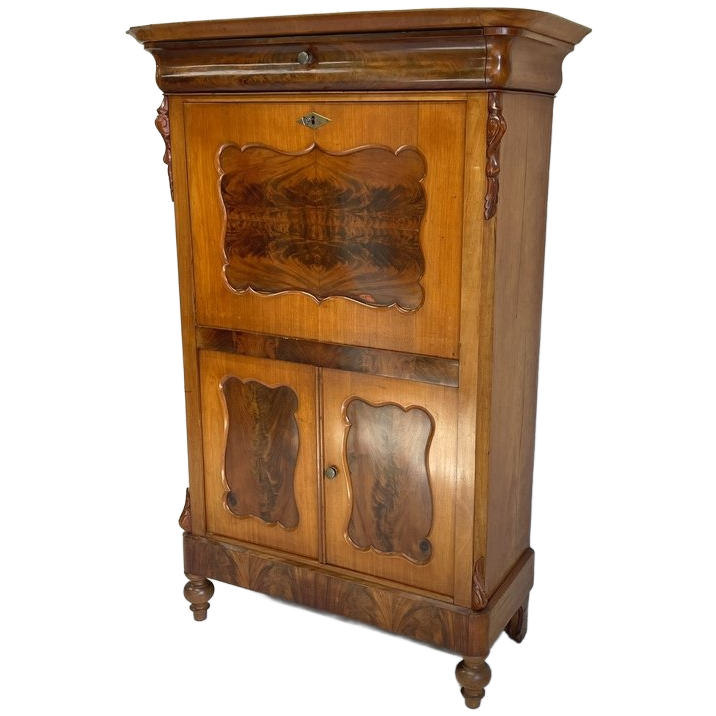 Antieke Biedermeier Secretaire Ladekast Klepkast image 1